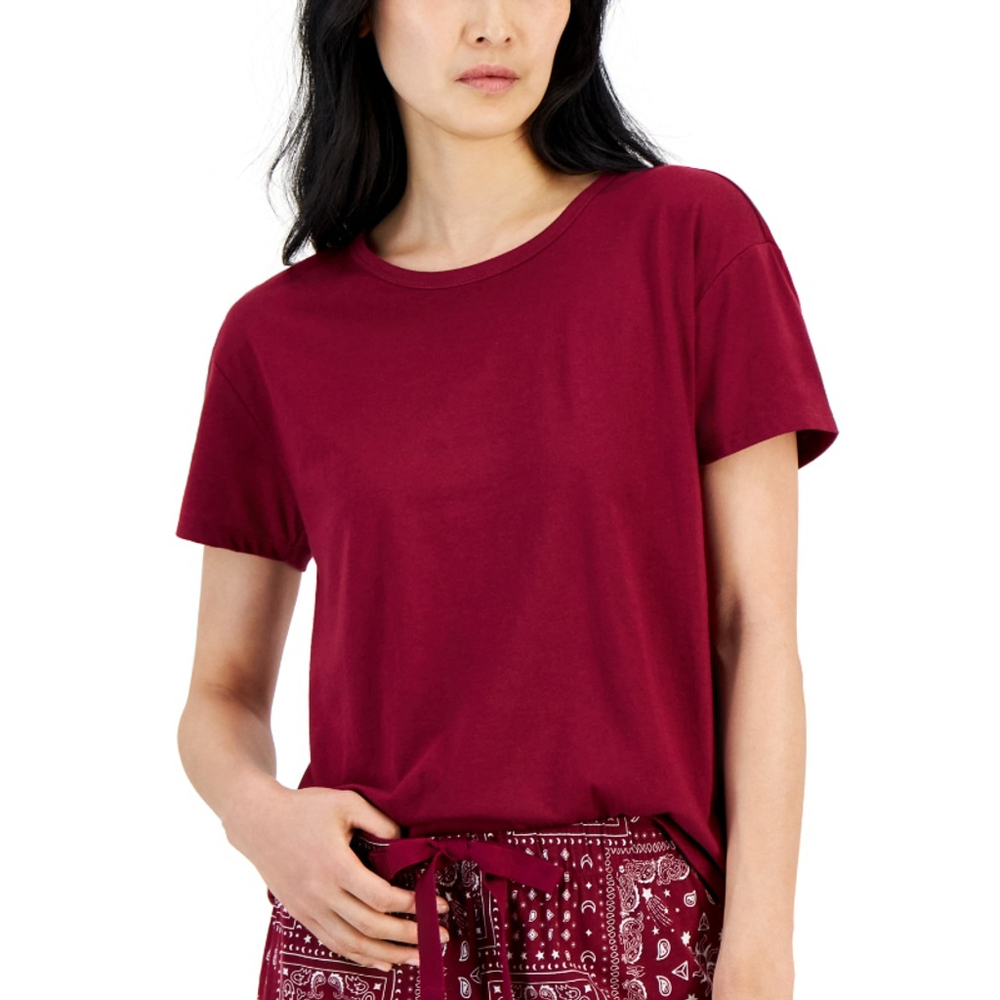 Jenni Intimates Size Extra Small Scoop Neck Sleep Tee Red Plum Colour NWT